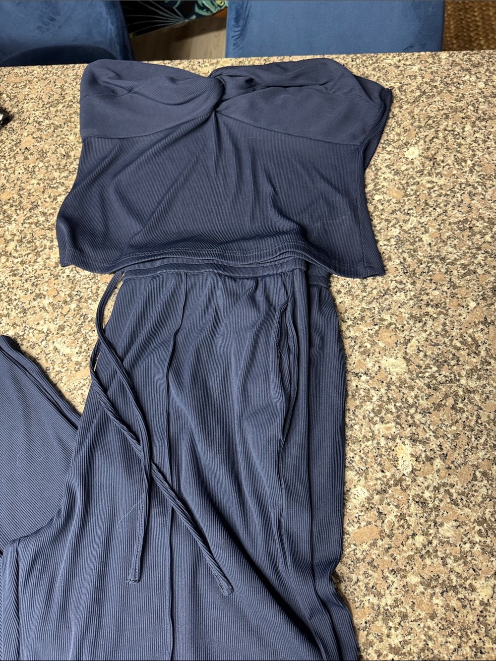 Striped Twist-Front Navy Women’s 2 piece set